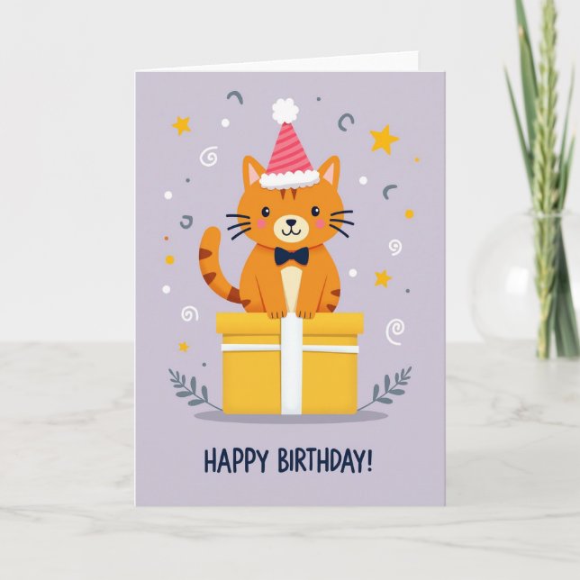 Carte d'anniversaire Cadeau Félin (Devant)