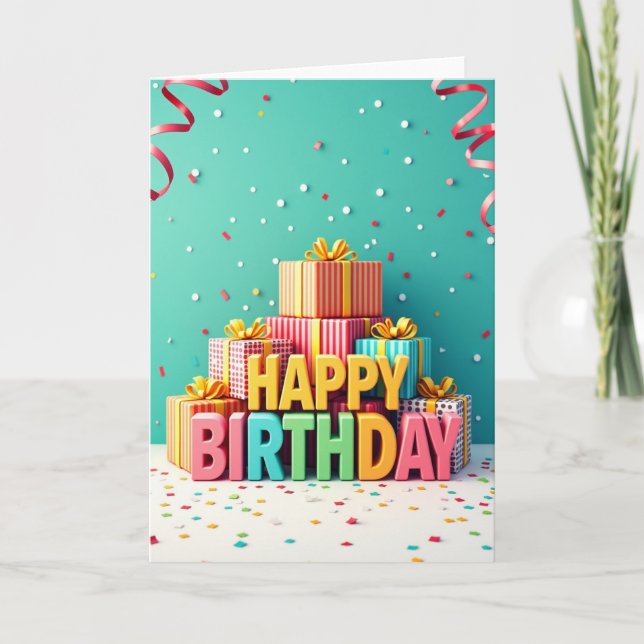 Carte d'anniversaire Cadeaux Colorés (Devant)