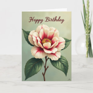 Carte d'anniversaire Camellia en fleurs