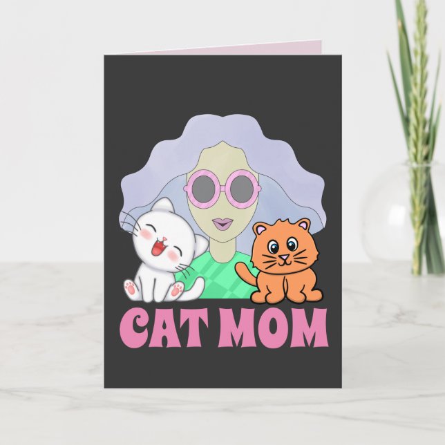 CARTE D'ANNIVERSAIRE CAT MOM ART ADAPTÉE À LA FRAM (Devant)