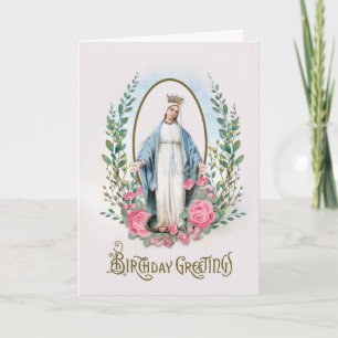 Carte d'anniversaire catholique Fleurs Religieuses