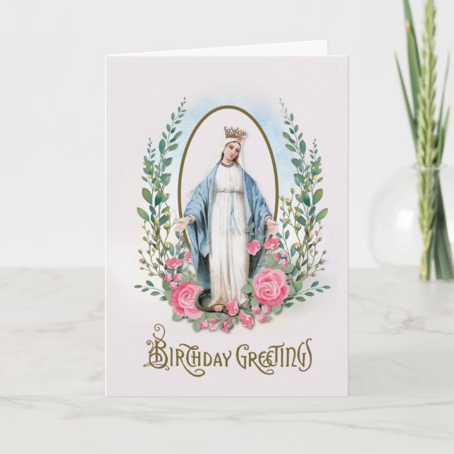 Carte d'anniversaire catholique Fleurs Religieuses (Devant)