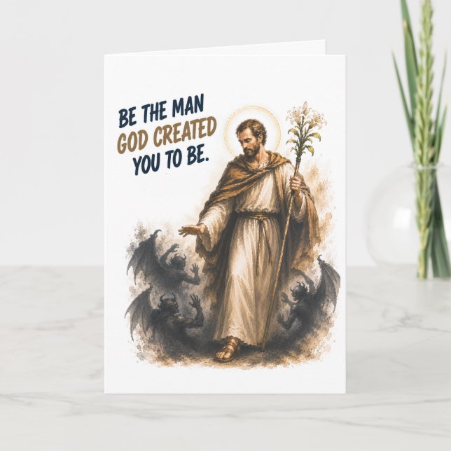 Carte d'anniversaire catholique Saint Joseph (Devant)