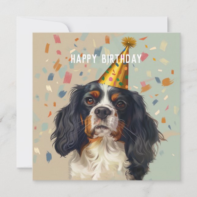 Carte d'anniversaire Cavalier King Charled Spaniel (Devant)