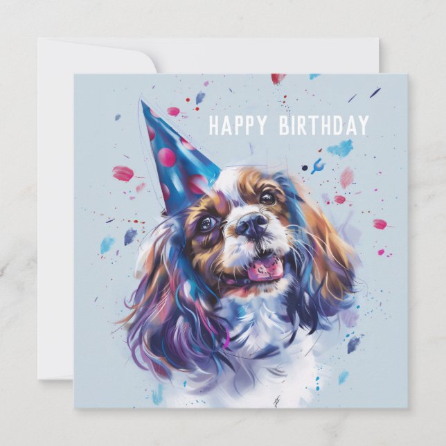 Carte d'anniversaire Cavalier King Charled Spaniel (Devant)