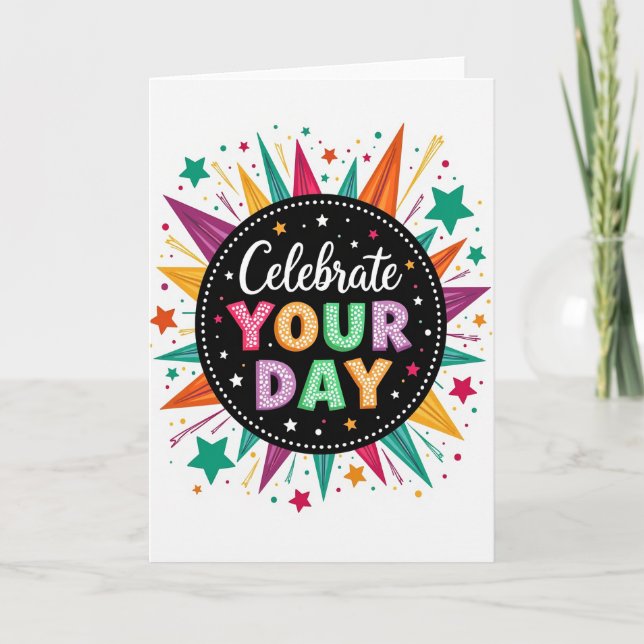 Carte d'anniversaire Célébration Pointillée (Devant)