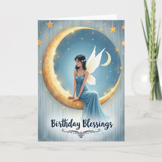 Carte d'anniversaire céleste au clair de lune (Devant)