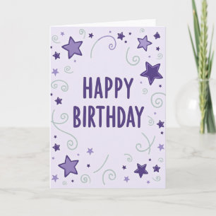 Carte d'anniversaire céleste violette