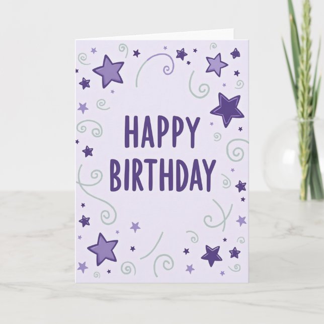 Carte d'anniversaire céleste violette (Devant)