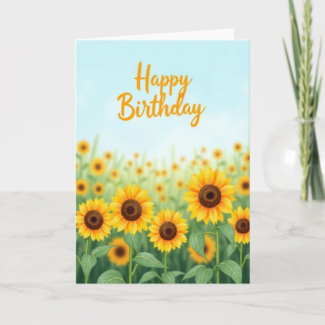Carte d'anniversaire Champ Ensoleillé (Devant)