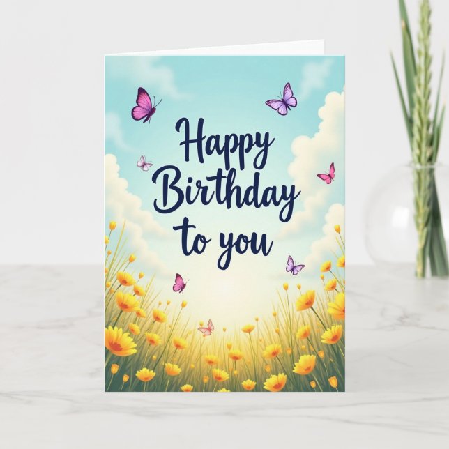 Carte d'anniversaire Champ Fleuri (Devant)