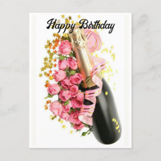 Carte d'anniversaire Champagne & Roses Roses