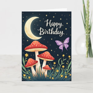 Carte d'anniversaire Champignon au Clair de Lune