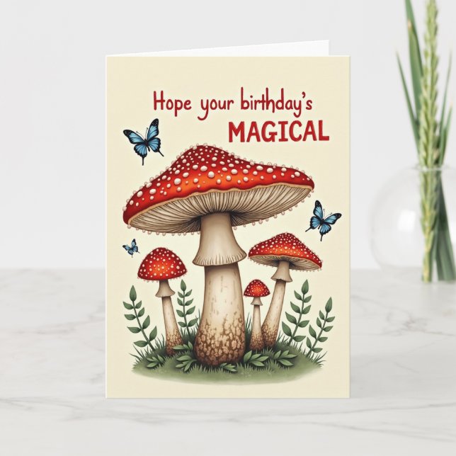 Carte d'anniversaire Champignon Rouge (Devant)