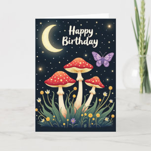 Carte d'anniversaire Champignons au Clair de Lune
