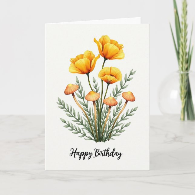 Carte d'anniversaire Champignons Fantaisistes (Devant)