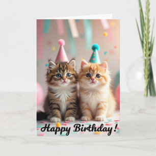 Carte d'anniversaire Chapeau de Chat Mignon