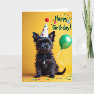 Carte d'anniversaire chapeau de chien joyeux
