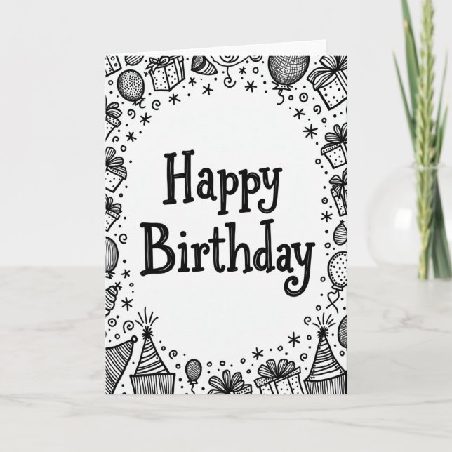 Carte d'anniversaire Chapeau de Fête Enjoué (Devant)