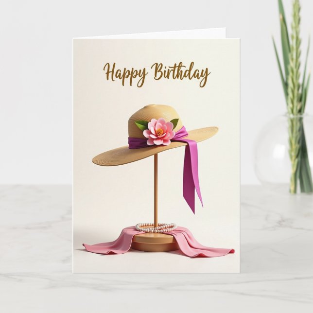 Carte d'anniversaire chapeau élégant (Devant)