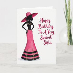 Carte d'anniversaire chapeau rose chic