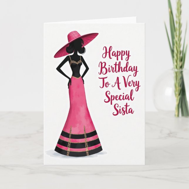 Carte d'anniversaire chapeau rose chic (Devant)