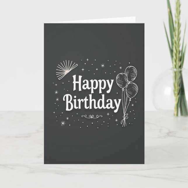 Carte d'anniversaire Charcoal Script (Devant)