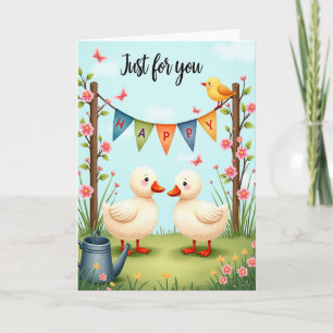 Carte d'anniversaire charmante pour les oiseaux d'