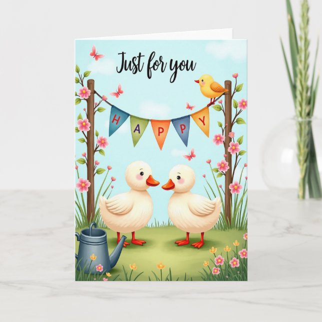 Carte d'anniversaire charmante pour les oiseaux d' (Devant)
