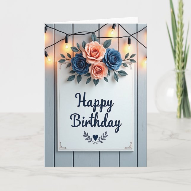 Carte d'anniversaire Charming Rose (Devant)