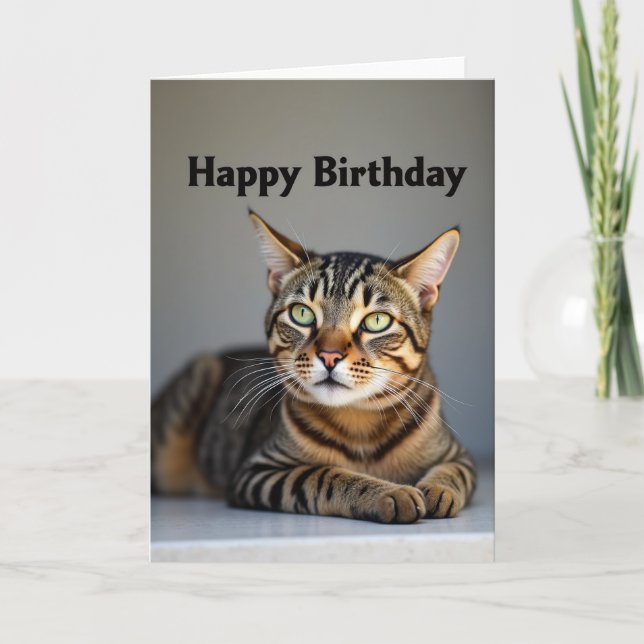 Carte d'anniversaire Chat aux Yeux Verts (Devant)