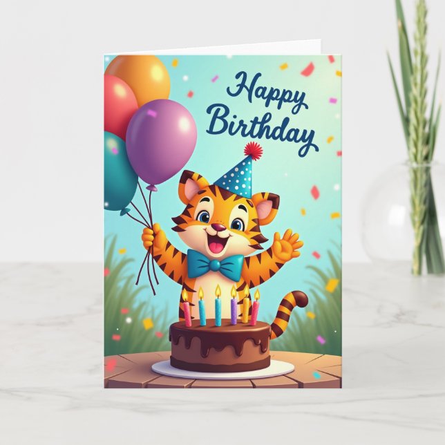 Carte d'anniversaire Chat Ballon (Devant)