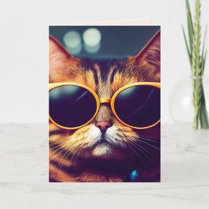 CARTE D'ANNIVERSAIRE CHAT cool