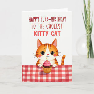 Carte d'anniversaire Chat Cupcake