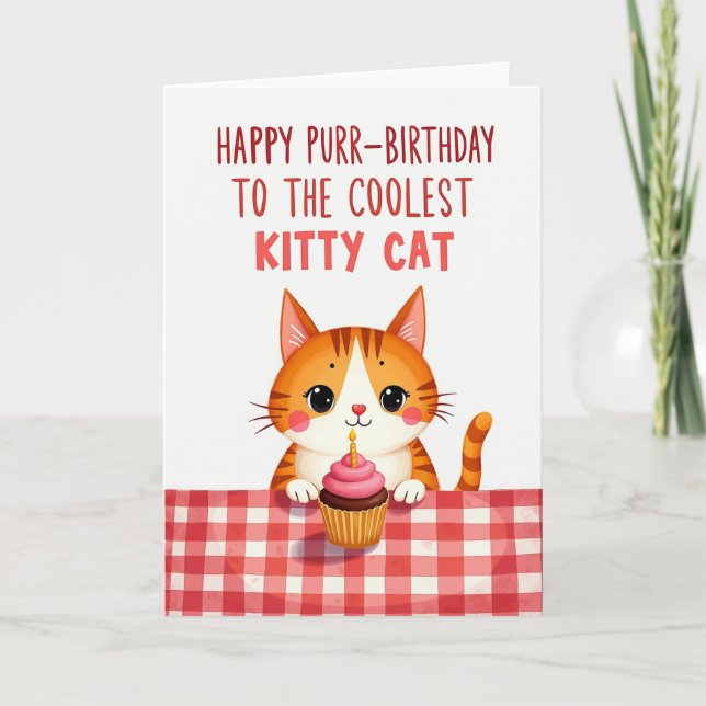 Carte d'anniversaire Chat Cupcake (Devant)