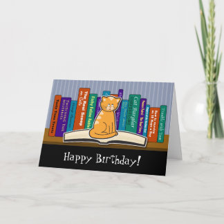 Carte d'anniversaire Chat et Livres
