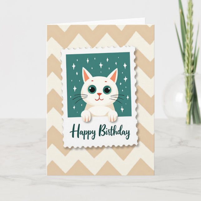 Carte d'anniversaire Chat Étoilé (Devant)
