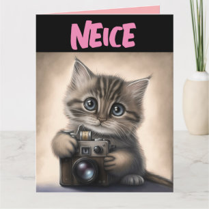 CARTE D'ANNIVERSAIRE CHAT MIGNON NIÈCE CARTES