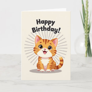 Carte d'anniversaire chat mignonne