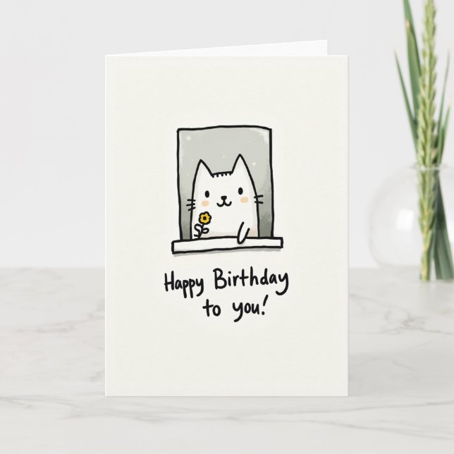 Carte d'anniversaire chat mignonne (Devant)