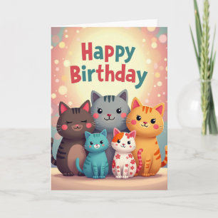 Carte d'anniversaire Chat Pastel