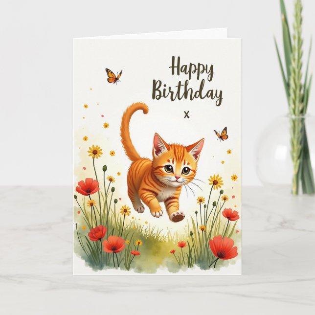 Carte d'anniversaire Chat Prancing (Devant)