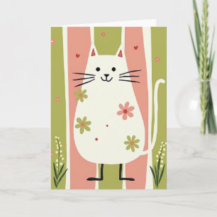 Carte d'anniversaire Chat Rose Vert