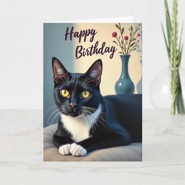 Carte d'anniversaire Chat Smoking (Devant)