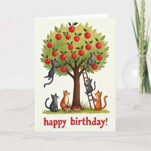 Carte d'anniversaire Chats de l'Arbre Fruitier