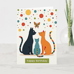 Carte d'anniversaire Chats stylisés