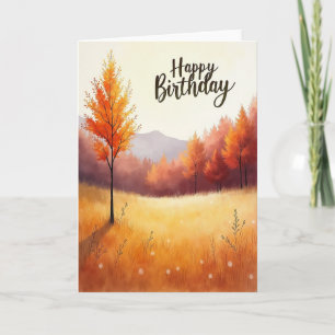 Carte d'anniversaire chaude avec lueur d'automne