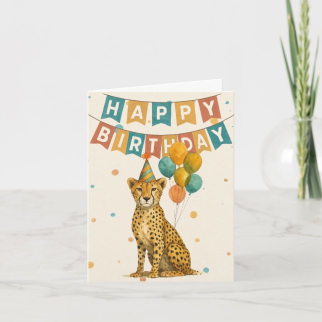 Carte d'anniversaire Cheetah - Fun Animal Party De (Devant)
