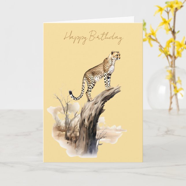 Carte d'anniversaire Cheetah Up A Tree #1 (Fleur jaune)