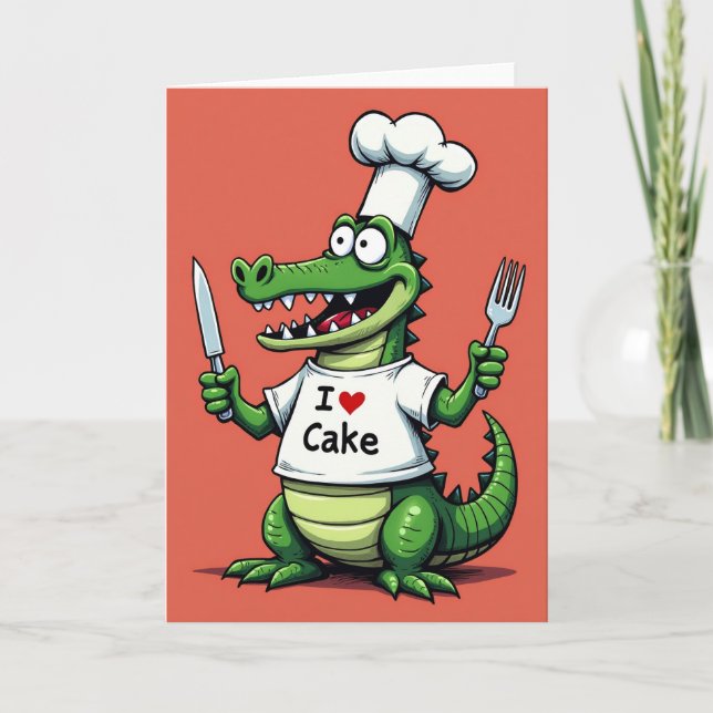 Carte d'anniversaire Chef Alligator (Devant)